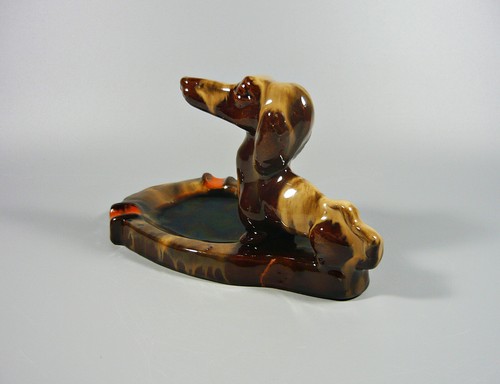 KOMLOS BROTHERS, ASHTRAY WITH DACHSHUND DOG , CERAMIC ART DECO POTTERY ! (B032) - Picture 10 of 12