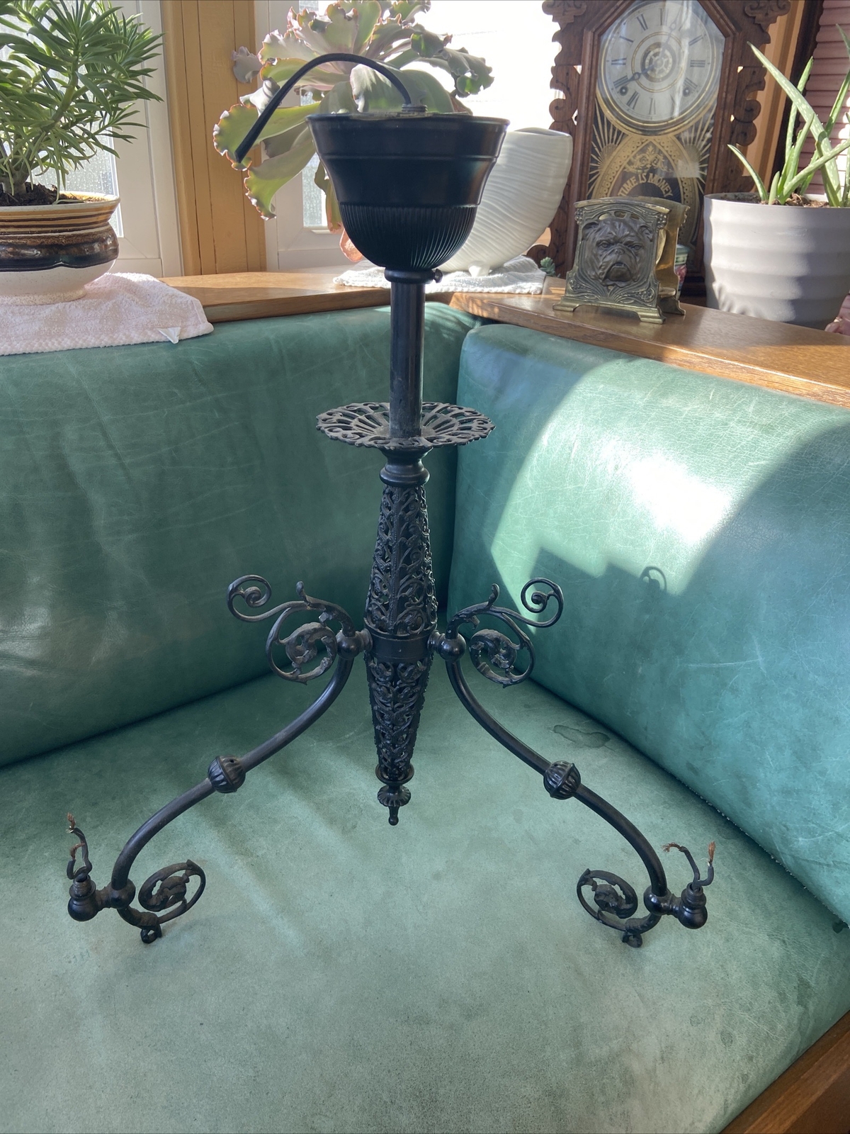 Antique Filigree 3 Light Victorian Brass Electric Fixture Flush Mount Parts eBay