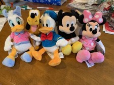 Disney Mickey, Minnie Pink, Donald, Daisy, Pluto Bean Bag Plush Doll Toy 9" Set