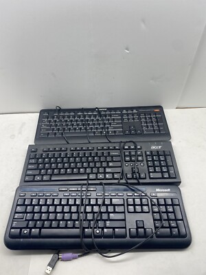 Lot of 3 Wired Keyboards Microsoft 600, ACER PR1101,Lenovo LXH-JME2207P