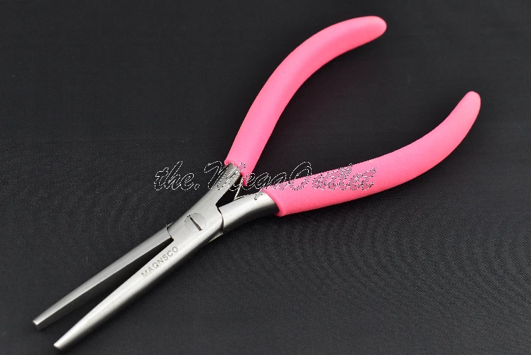 Extensión de cabello boca plana 7" rosa alicate de ajuste herramienta profesional de extensión de cabello Foto 3 de 4