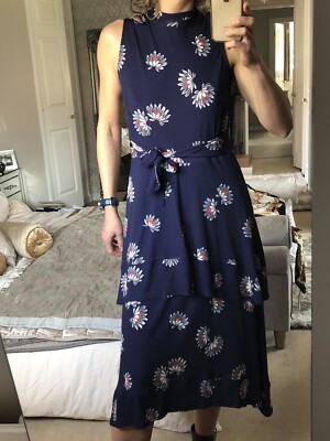 Warehouse Floral Tiered Midi Dress, In Blue, Size 10 NEW | eBay