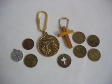 S/10 Gold silver copper tone religious items Christian Catholic Keyfob charm +
