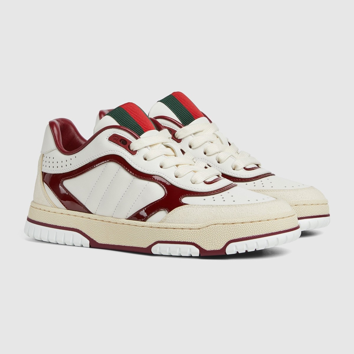 靴 GUCCI REGENT GREAT WHITE 38 Men's Rhyton sneaker with Gucci logo in ivory leather