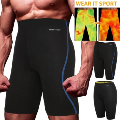 Mens Sauna Sweat Neoprene Slimming Shorts Pants Fitness Gym Weight Loss Workout