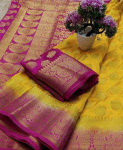 Running Blouse Material Rich Pallu Nylon Silk All Over Full Saree Dijain Ebay