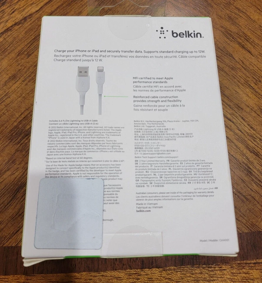 Belkin / USB Data Transfer Cable (caa001bt2mwh) 6.6ft WHITE 2m - Image 2 of 3