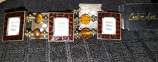 NEW COOKIE LEE BROWN AMBER BLACK STRETCH 5 PHOTO FRAME BRACELET, NWTS 22