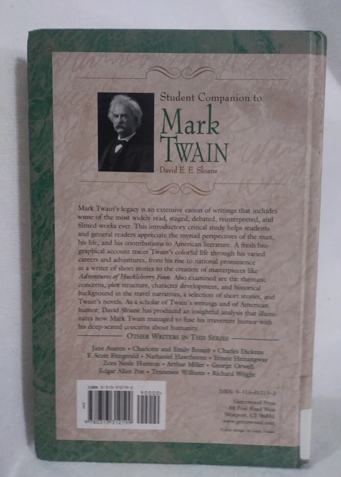 Student Companion to Mark Twain Hardcover David E. Sloane Ex-Library 2001 - Image 2 of 4
