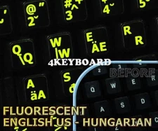 Glow fluorescent Hungarian English keyboard sticker