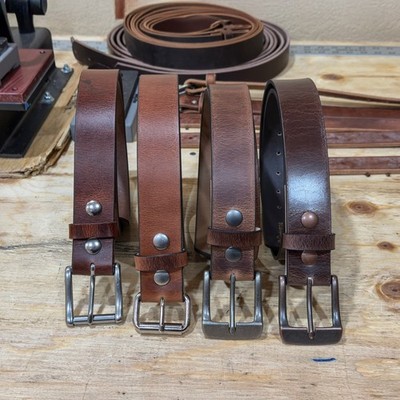 Men s Full Grain Buffalo Leather Belt   Handmade USA, Casual Work, 1.5  Wide