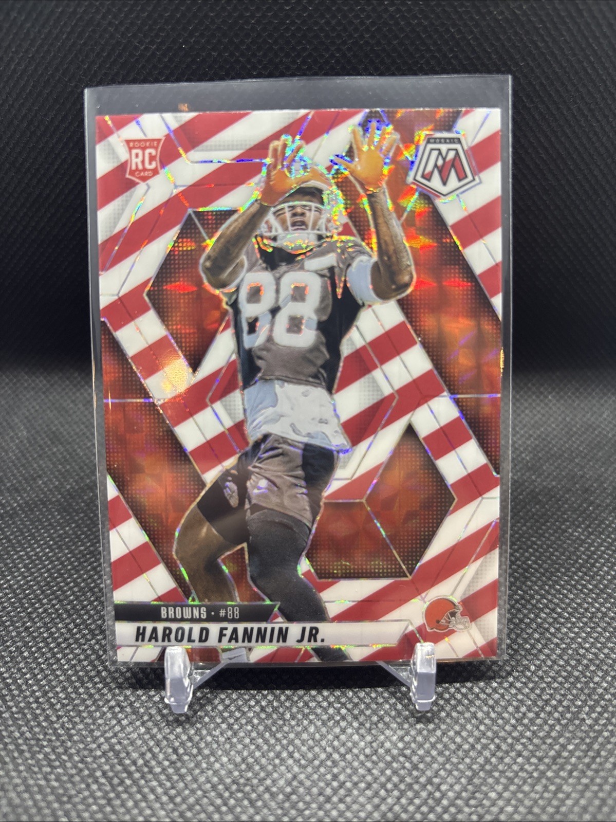 2025 Panini Mosaic Rookies Harold Fannin Jr. #384 Red & White Stripe Prizm (RC)
