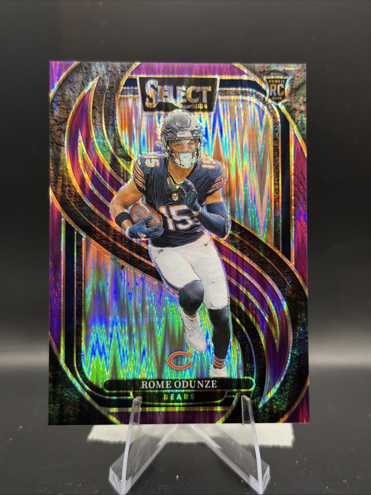 2024 Panini Select - Premier Level Rome Odunze #136 Purple Shock Prizm /360 (RC)