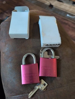 2 ABUS 83al/45 Solid Brass Padlock w/ Key In Box OB#100 Red 