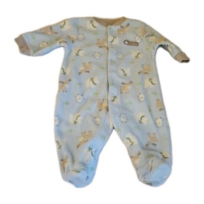 Carters Baby Boy Cute Colorful Animals Cozy Fleece Snap-Up Sleep & Play White 3M