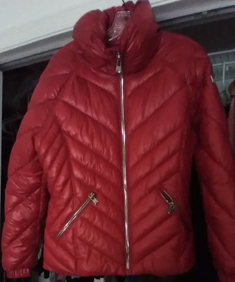 Karl Lagerfeld Paris Women's Red Pillow Collar Puffer Jacket . Size M