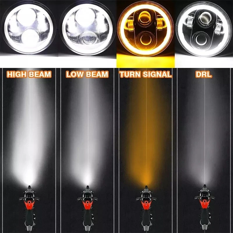 Proyector de haz alto/bajo LED DRL de 7" para Harley-Davidson Street Glide FLHX Foto 4 de 4