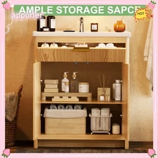 31.5" Bathroom Vanity , Freestanding Storage Vanity Door Cabinet + Ceramic Sink