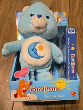 Care Bears 2003 Bedtime Bear 10" Plush w/2-Movie VHS Tape NIB with Tags RARE