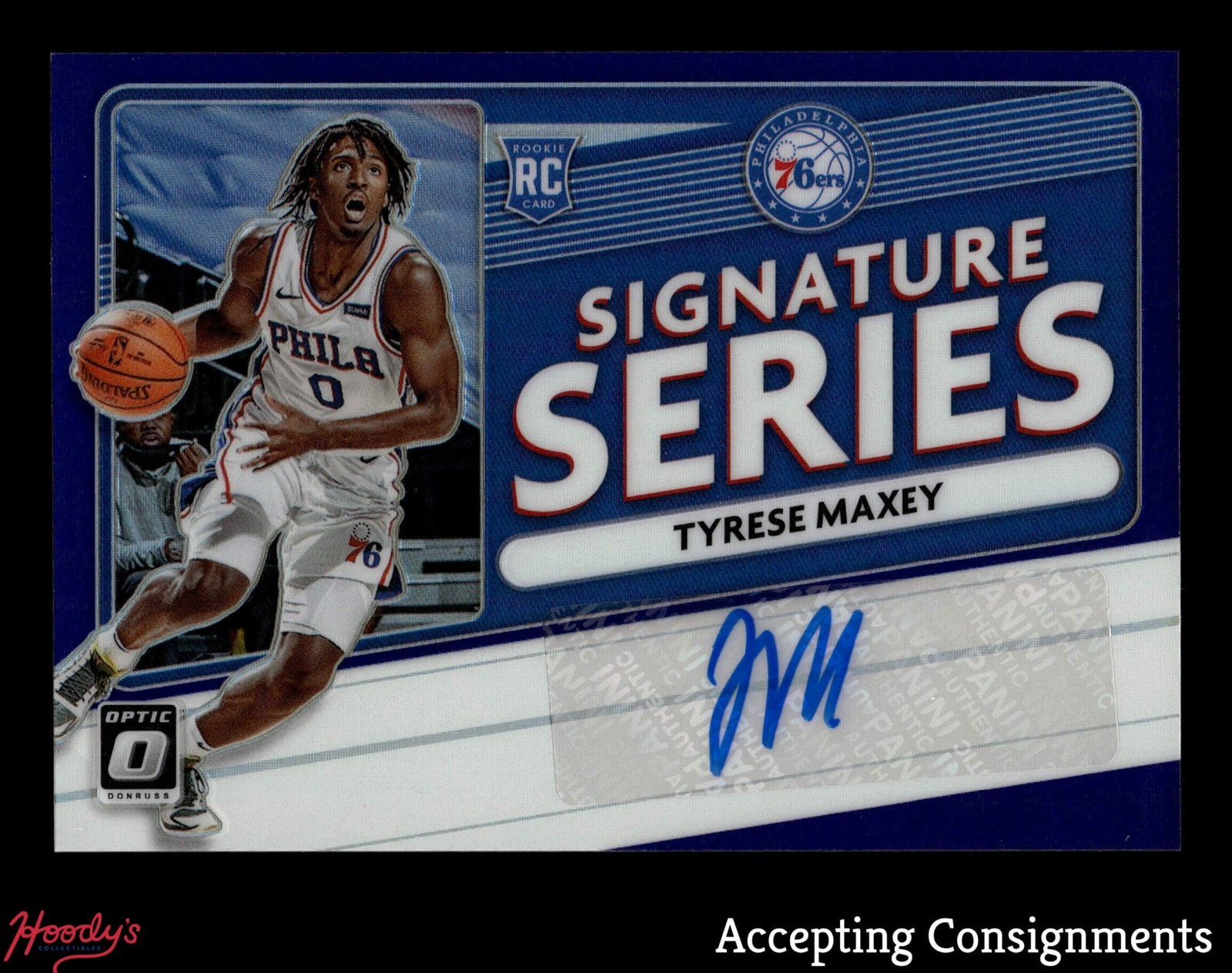 2020-21 Donruss Optic Signature Series Purple Tyrese Maxey RC ROOKIE AUTO 76ERS