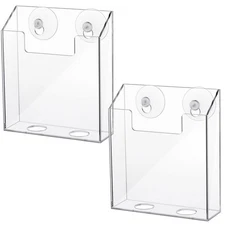 2 Pcs Acrylic Brochure Holders Suction Cup Display Racks Wall Window or Glass...