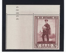 Saarland Mi 361 Eckrand oben links mit Leerfeld postfrisch