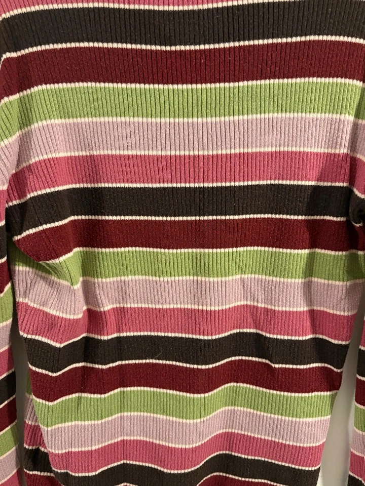 Suéter a Rayas Merona - Rosa Rojo Verde Marrón Rayas - Mujer’s M - Mezcla de Algodón Foto 4 de 4