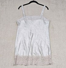 VTG Vanity Fair Satin Lace Slip Off White And Ivory Lingerie Gown Size 38/16