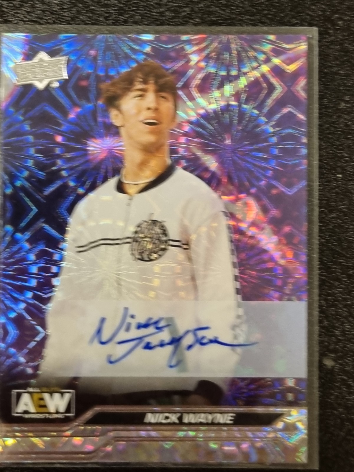 Nick Wayne PYRO AUTO /10 Wrong Signature 2024 AEW Upper Deck Trading Card #97817