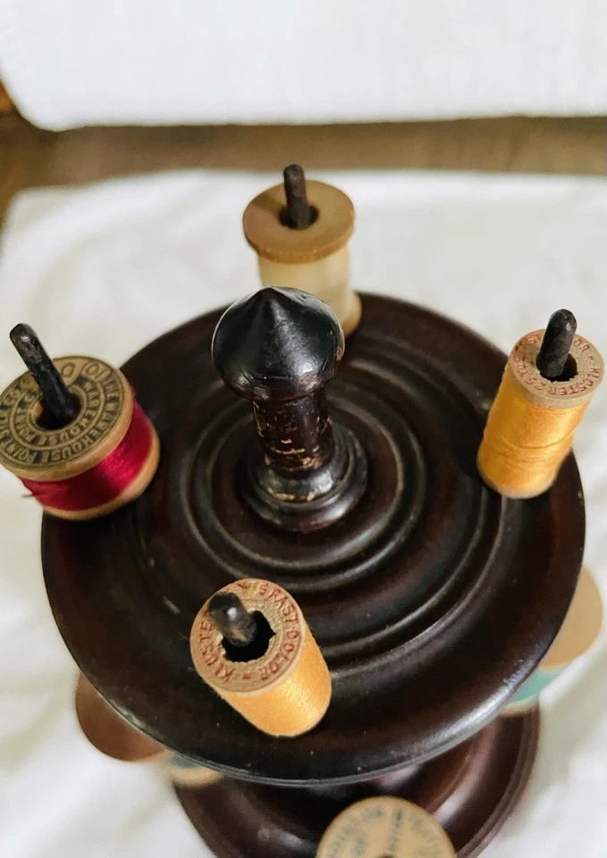 Walnut Spool Holder/organiser Victorian Era - Image 3 of 4