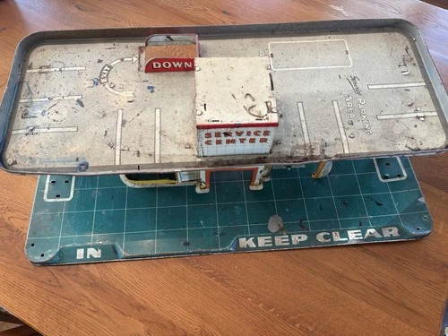 Antique 1950s Tin Litho Garage Service Center Gas Station