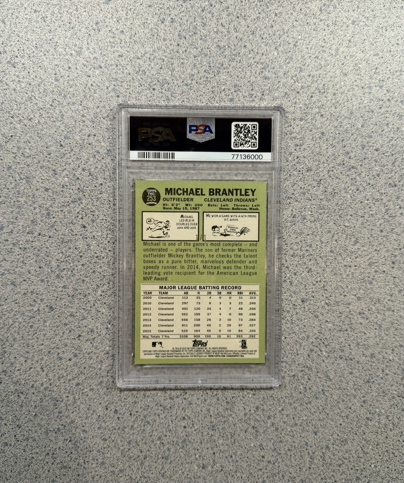 2016 Topps Heritage #253 Michael Brantley Chrome Superfractor 1/1 PSA 10 RARE view 2