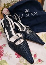 LUXAX UK 6,Leather interior/sole, Navy, kitten heel, dust bag & box 