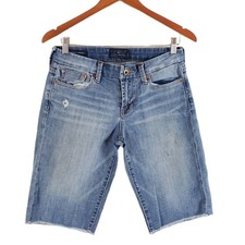 Lucky Brand Size 6/29 Boardwalk Bermuda Jean Shorts Distressed Denim Raw Hem