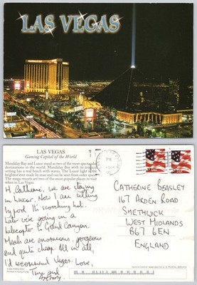 X03344 Mandalay Bay Luxor Hotel Casino Las Vegas Nevada USA Postkarte 2000 Briefmarke