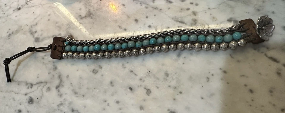 Lucky бренд браслет бирюза и серебро стиль бисер винтажный - Изображение 4 из 4