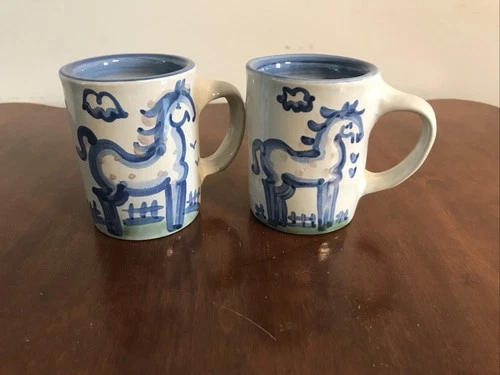MA Hadley Vintage American Pottery 4” Coffee Mug Horse Lot Of 2