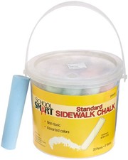 School Smart Non-Toxic Sidewalk Chalk, 4 L x 1 Wide in, Asst Colors, Pack of 20