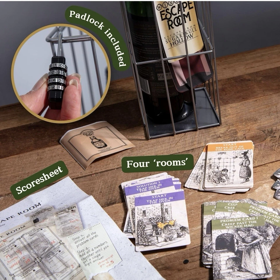 Wine Bottle Cage Escape Room Sugarskull Hollow Drinking Game Gift - Image 3 of 4