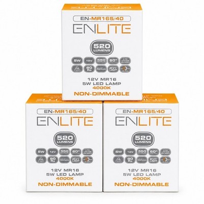 Aurora ENLITE MR16 LED Leuchtmittel 5W 12V 4000K kaltweiß nicht dimmbar 3er Pack