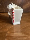Inarco Angel Cherub Harp Planter  Xmas Holly Berry Stripe Trim Japan E 762 Vtg — photo 5