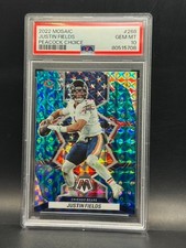Justin Fields 2022 Panini Mosaic Peacock Choice National Pride PSA 10