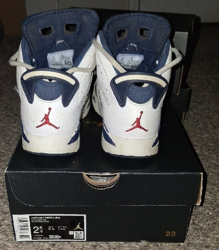 Jordan 6 Retro (PS) Mid Top Basketball Sneakers White Blue Red 2.5Y DV3606-154