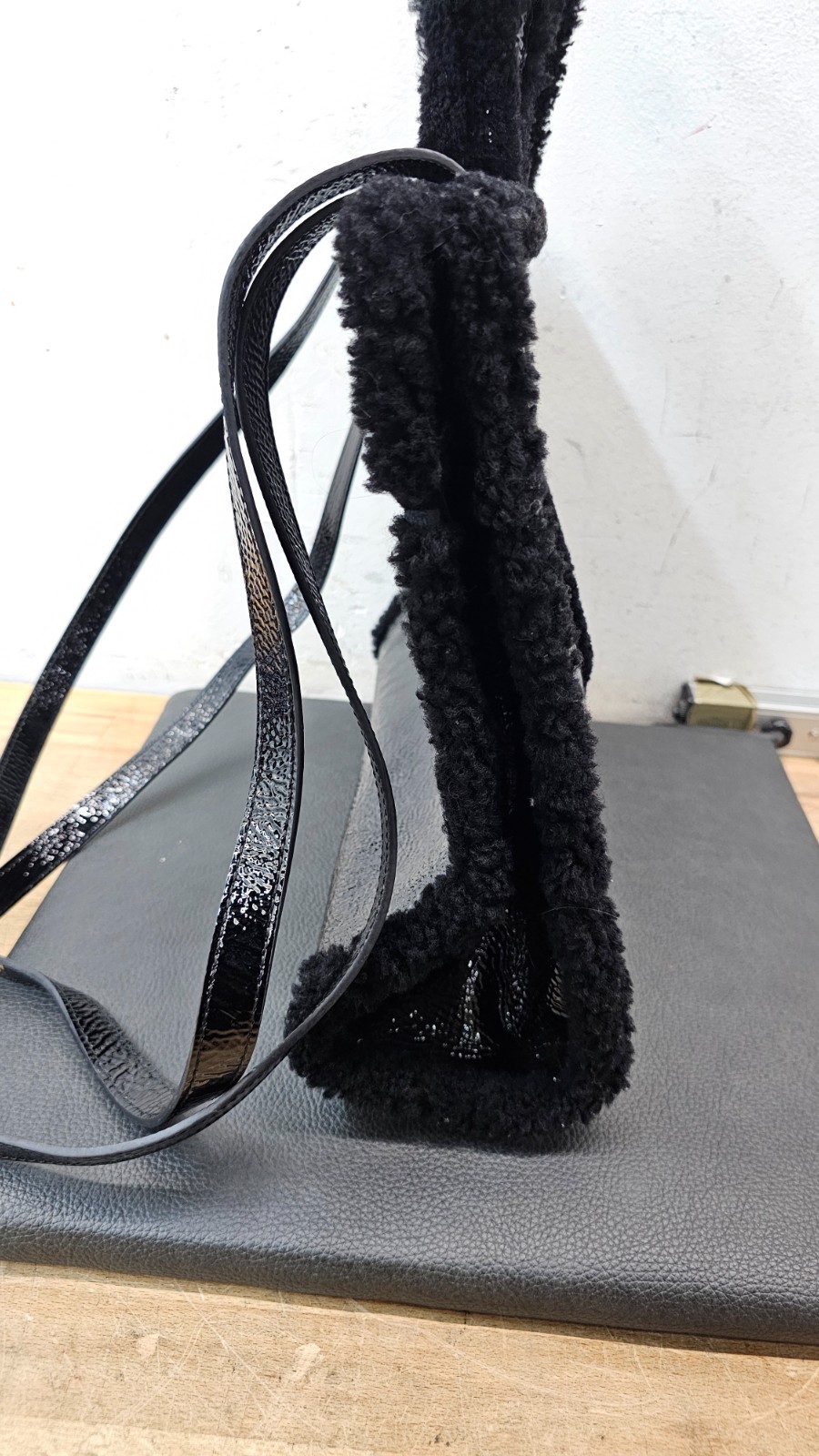 Telfar x UGG Leather Shopping Tote Bag Black -15"w, 12"H, 5"D. image 6