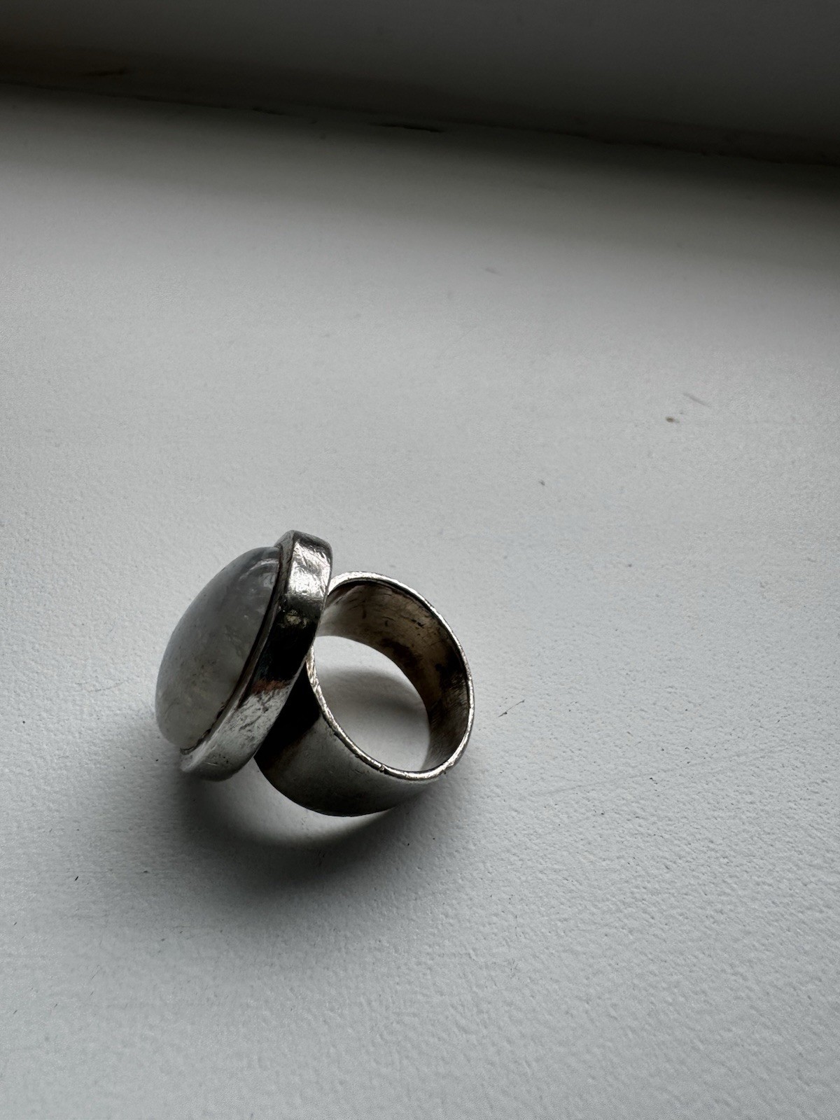 Solid Silver Large Moonstone Vintage Ring, 925 - image 3