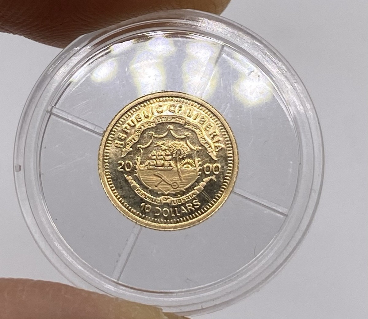 2000 Liberia American Mint John F Kennedy $10 Worlds Smallest Gold