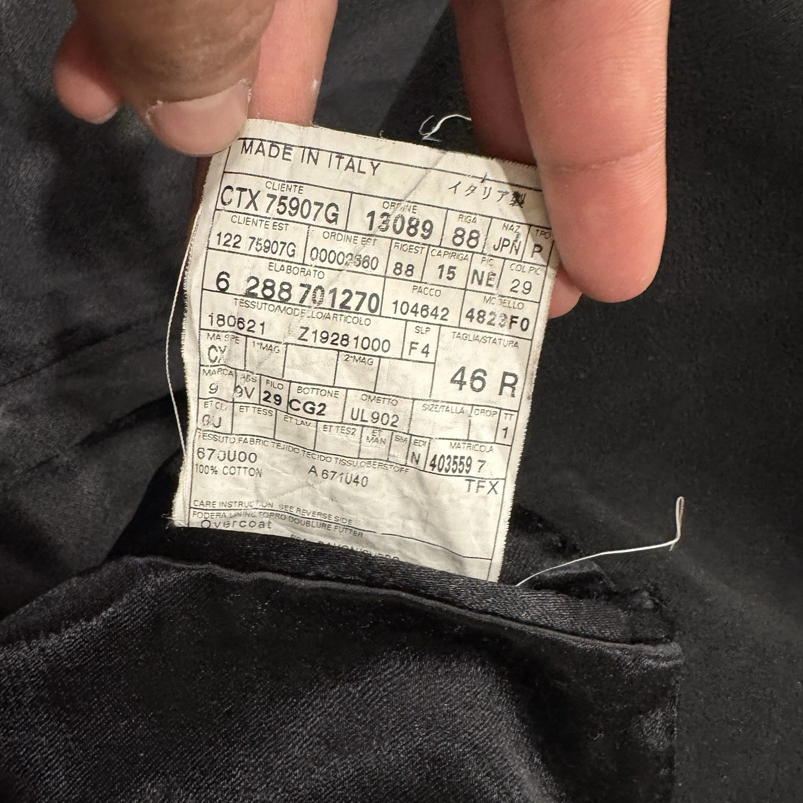 Gucci by Frida Giannini AW07 Velvet Trim Moleskin Peacoat 46R Made in Italy - product detail image 6