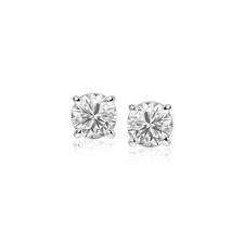 14k White Gold 4mm Faceted White Cubic Zirconia Stud Earrings 4mm
