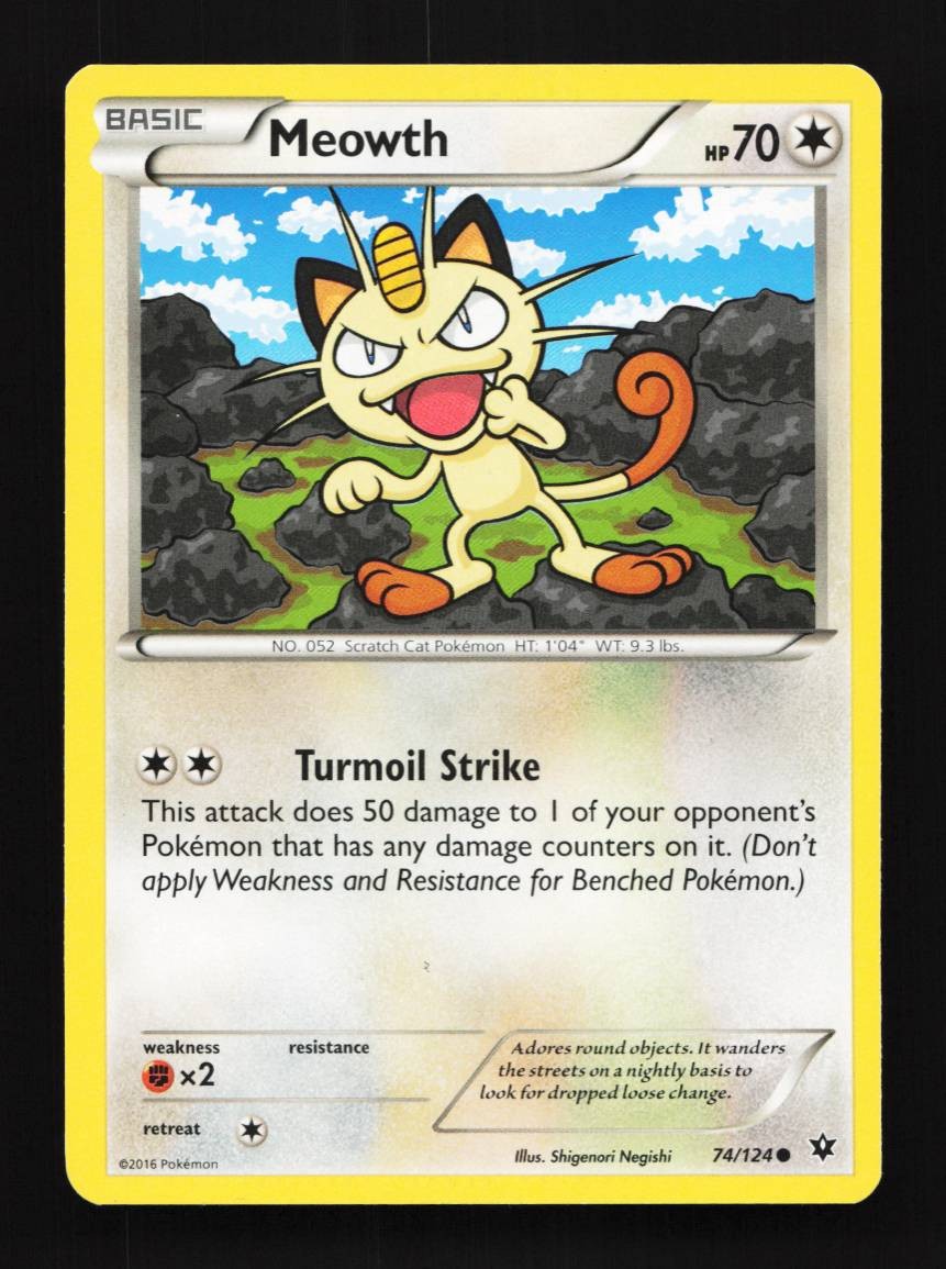 Meowth 74/124 LP Fates Collide English Pokemon Card TCG