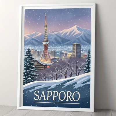 Sapporo Japan Reise Poster - Snowy Winter Wonderland Kunstdruck_mehrDetail_4k_40